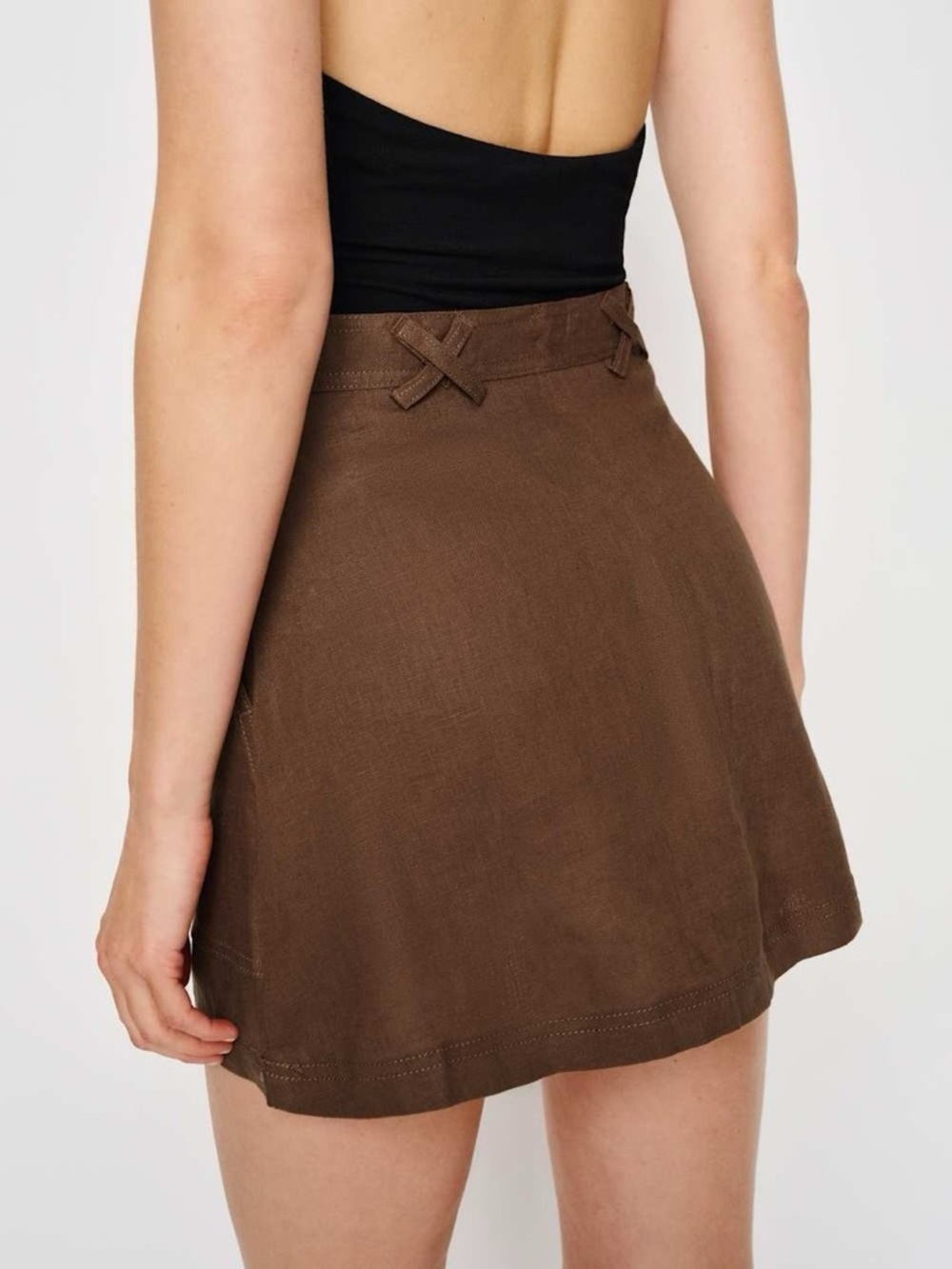 Reformation Etta Linen Skirt in Brown - Picture 2 of 5